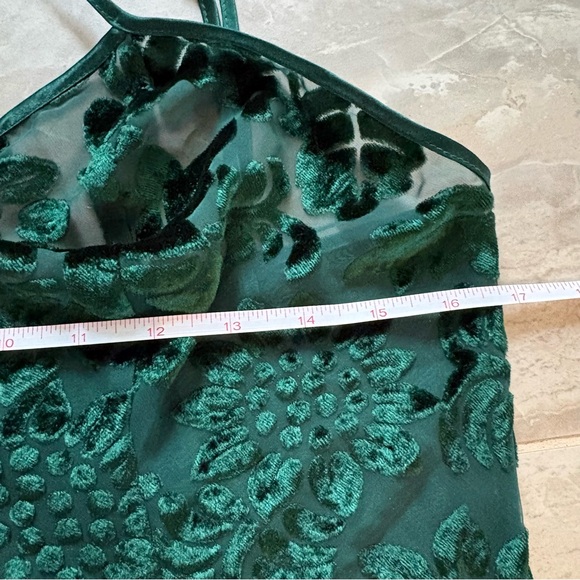 Vtg Lingerie Cacique Silver Label Satin Velour Sheer Bodysuit Green Sz L Sexy - Picture 9 of 10